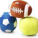 3-PACK Interactive Dog Toys Ball Suitable for Small and Medium Dogs, Soccer Ball, Football and Tennis Balls for Dogs, Stuffed with Fluffy Squeak Dog Toys, Puppy Dog Plush toys, Dog Birthday Gifts