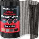 Ultra-Premium Drawer and Shelf Liner, 17.5 Inch x 20 FT Heavy-Duty and Slip-resistant Liner, Durable Non Adhesive Waterproof Roll, for Drawers, Kitchen, Cabinets, Shelves, Desks, Black