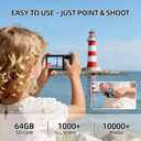 Digital Camera for Kids & Beginners, 4K Digital Camera with 64GB SD Card 16X Zoom Anti-Shake, Compact Point and Shoot Camera with 2.8" Screen, Portable Small Camera for Students, Travel & Gifts Black