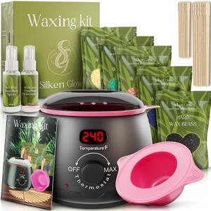 Wax Kit for Hair Removal, Wax Pot for Hair Removal for Face, Body, Leg, Bikini, Brazilian Wax, Waxing Kit for Women & Men (34 Accessories) (Matte Black)