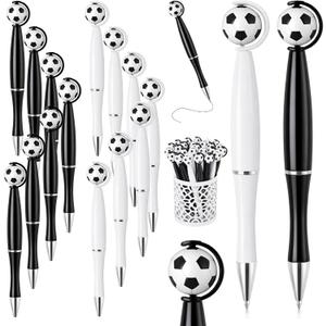 Supervitae 50 Pcs Soccer Pens Bulk Novelty Soccer White and Black Ballpoint Pens 1 mm Black Gel Ink Football Party Favor Gift for Sports Men Women Teacher Nurse Office Home Supply
