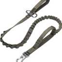 Excellent Elite Spanker Tactical Bungee Dog Leash Military Adjustable Dog Leash Quick Release Elastic Leads Rope with 2 Control Handle(Ranger Green)