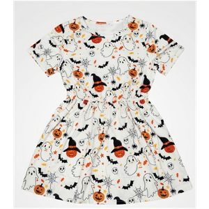 Toddler Baby Girls Halloween Dress Kids Floral Ruffle Flare Sleeve Skirt Outfit Fall Winter Clothing Back A Line
7/8Y