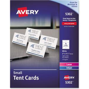 Avery Small Tent Cards, 2 Inch x 3.5 Inch, White, Box of 160 (5302)