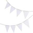 White Pennant Banner,White Vintage Double Sided Triangle Flagfor Party Decoration,Pack of 30pcs Triangle Flag