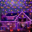 Heceltt Halloween Lights Outdoor Decorations, 640 LED 66FT Orange and Purple Light, 8 Modes Plug in 120 Drops Ice String Lights with Timer Memory Function Hanging Light for Halloween Party Decor
