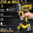 SIDSYS 21V Max Cordless Electric Drill Set, 3/8" Keyless Chuck Power Drill 17+1 Torque, 2 Variable Speed, Built-In LED, Versatile Hand Drills for Wood Drilling/Screw Removal