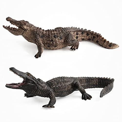 2 Pcs Simulated Crocodiles Model Realistic Alligator Figurines Plastic Crocodile Wildlife World Safari Animals Figures Cake Toppers for Collection Science
