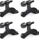 HOMOTEK 4 Pack Hinge Pin Black Door Stopper,Adjustable Deluxe Heavy Duty Door Stopper 2-1/2"x1-3/4,with Black Rubber Bumper Tips
