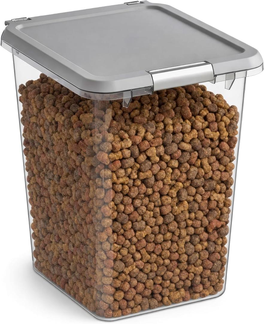 Mighty Tuff 35 lb Pet Food Storage Container with Airtight Lid, Clear, Large