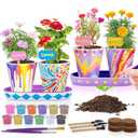 4 Set Paint & Plant Flower Gardening Kit - Gifts for Girls Ages 8-12, Arts and Crafts for Kids Ages 8-12, Kids Gardening Set, Toys Birthday Gifts for Kids Girls Boys Ages 6 7 8 9 10 11 12
