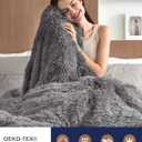 Pawque Faux Fur Throw Blankets for Couch, Sherpa Fleece Warm Super Soft Fuzzy Fluffy Blanket, 50x60 inches Thick Shag Lightweight Cozy Gift for Women Men Bedroom Sofa, Grey