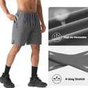 Athletic Running Shorts for Men 7" Lightweight Quick Dry Gym Shorts with Zipper Pockets for Casual, Workout, Travel (Gray, XL)