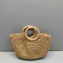 Frienda Straw Tote Bag Summer Beach Bag Handmade Straw Rattan Woven Handbag for Women Travel (12.6 x 2.36 x 8.66 Inch,Khaki)