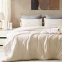 SLEEP ZONE King Size Comforter Set, Breathable Jersey Knit Soft Duvet Insert Set 3 Pieces Bedding Sets for Bedroom All Season, Beige