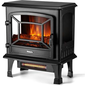 TURBRO Suburbs 20 in. Electric Fireplace Infrared Heater with Crackling Sound, Freestanding Fireplace Stove with Realistic Flame Effect, CSA Certified, Overheating Protection, Easy to Assemble, 1400W (Black)