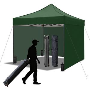 10x10 Durable Pop Up Canopy Tent with Sidewalls, Waterproof Attachable Tent Wall, Privacy Shade for Outdoor Events, Camping, Farmers Market