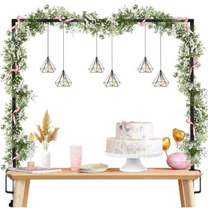 WYTAOHZL Over The Table Rod Stand with Clamps Adjustable 13''-42'' Tall 29"-98" Length Metal Table Rod Arch Hanging Stand for Wedding Birthday Party Decoration,Black