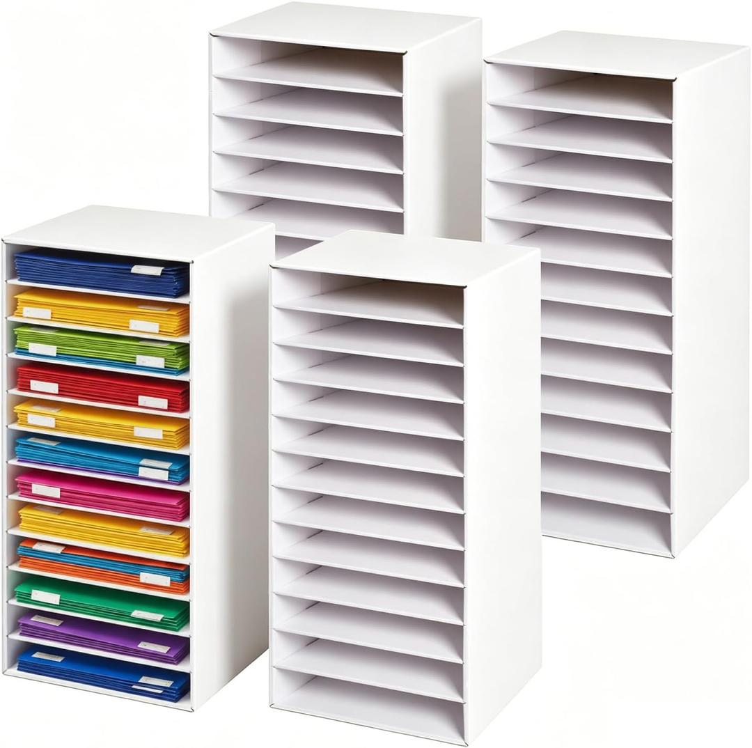 Wesiti 4 Pack White Classroom Mailboxes Bulk, 12 Slot Paper Organizers