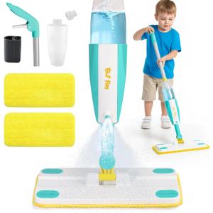 Spray Mop for Kids, Toddlers Cleaning Sets with Real Water Sprayer, Kids Mop Toys, Montessori Cleaning Set, Christmas Birthday Gifts for Boys Girls Age 3 4 5 6, Green