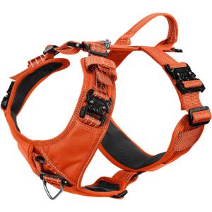 ICEFANG Dog Strap Harness with All-Metal Hardware,for X-Large Sized Dog,K9 Vest,Y-Shape Soft Padding,Adjustable Pet Harness,No-Pull Front Leash Clip (X-Large (Pack of 1), Orange)