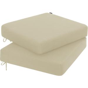 Favoyard Outdoor Chair Cushion 22 x 22 x 3 Inch Rainproof & 3-Year Fade Resistant Patio Furniture Cushions with Removable Cover and Adjustable Ties for Garden Sofa Couch Pads Set of 2, Beige