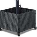 LEWIS&WAYNE Outdoor Umbrella Base with Fillable Planter Box Heavy Duty Patio Umbrella Stand with 4 Wheels Rolling Umbrella Holder for Outdoor Patio Deck Garden
