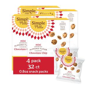 Simple Mills Almond Flour Mini Chocolate Chip Cookie Snack Packs, Healthy Snacks for Kids, Individual Packs, Gluten Free, 8ct (Pack of 4) (6.5 Ounce (Pack of 4))
