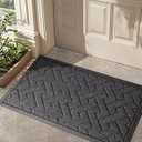 LEKEEPGO Door Mat Outside Entrance, Absorbent Indoor Outdoor Front Door Mat, All-Weather Muddy Dirt Resist Outdoor Door Mat, Non Slip Backing Low Profile Entryway Mat Floor Welcome Mat, 17"x29", Grey