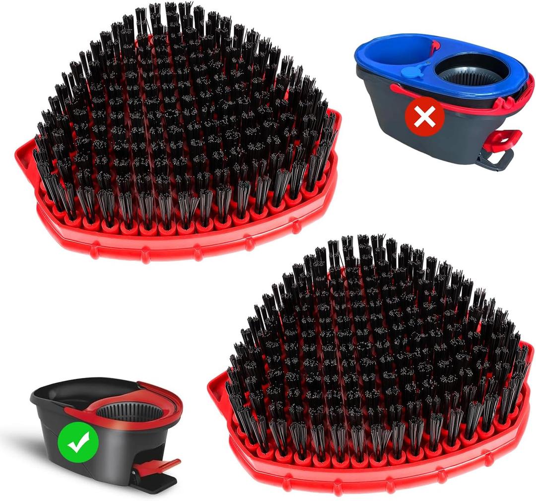 Upgrade Scrub Brush Compatible with O Cedar EasyWring 1 Tank, Spin Mop Scrub Brush Head Replacement 2 Pack, Ocedar Scrubber Mop Head, More Layers Hard Bristle Floor Scrub Brush for Bathroom, Kitchen