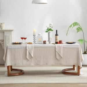 EVERLY Pure Linen Hemstitch Tablecloth,100% Stonewashed French Linen tablecloths for Kitchen Dining Rectangle Tables,60x132Inch Machine Washable Christmas Thanksgiving Organic Tablecloth-Natural Linen