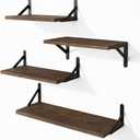 YGEOMER Floating Shelves for Wall, Different Sizes Dark Carbonized Pine Wall Shelves for Living Room, Bathroom, Bedroom, Kitchen, Home Decor (Set of 4)