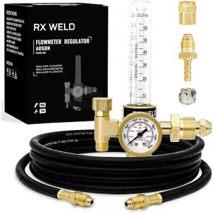 RX WELD Argon Regulator Flowmeter Gas Gauge for Mig Tig Weld with Gas Welding Hose