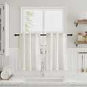 Boho Farmhouse Kitchen Window Curtains Over Sink 2 Panels Back Tab Pinch Pleated Linen Cafe Curtains 24 Inch Length Light Filtering Sheer Short Tier Curtain for Small Window Basement 26Wx24L Cream