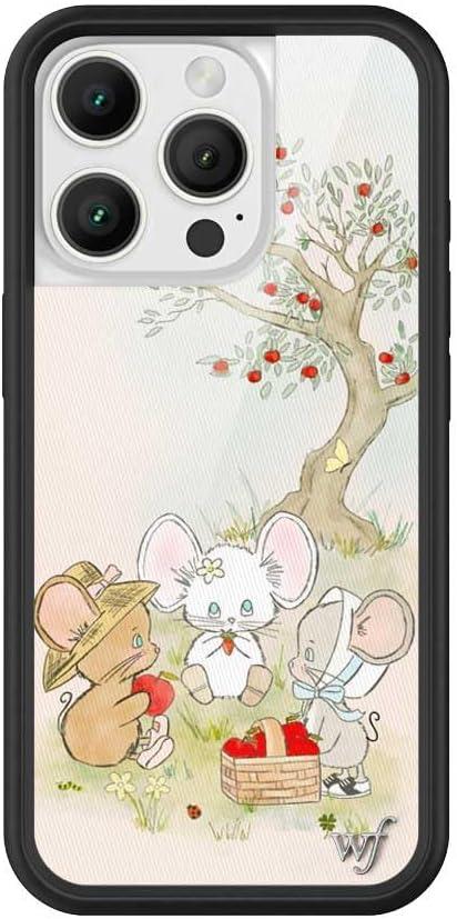 Wildflower Cases - Mice Friends, Compatible with Apple iPhone 16 Pro | Animals Picnic Dainty Aesthetic Cute Trendy - Protective Black Bumper, 4ft Drop Test Certified, Women Owned Small Business