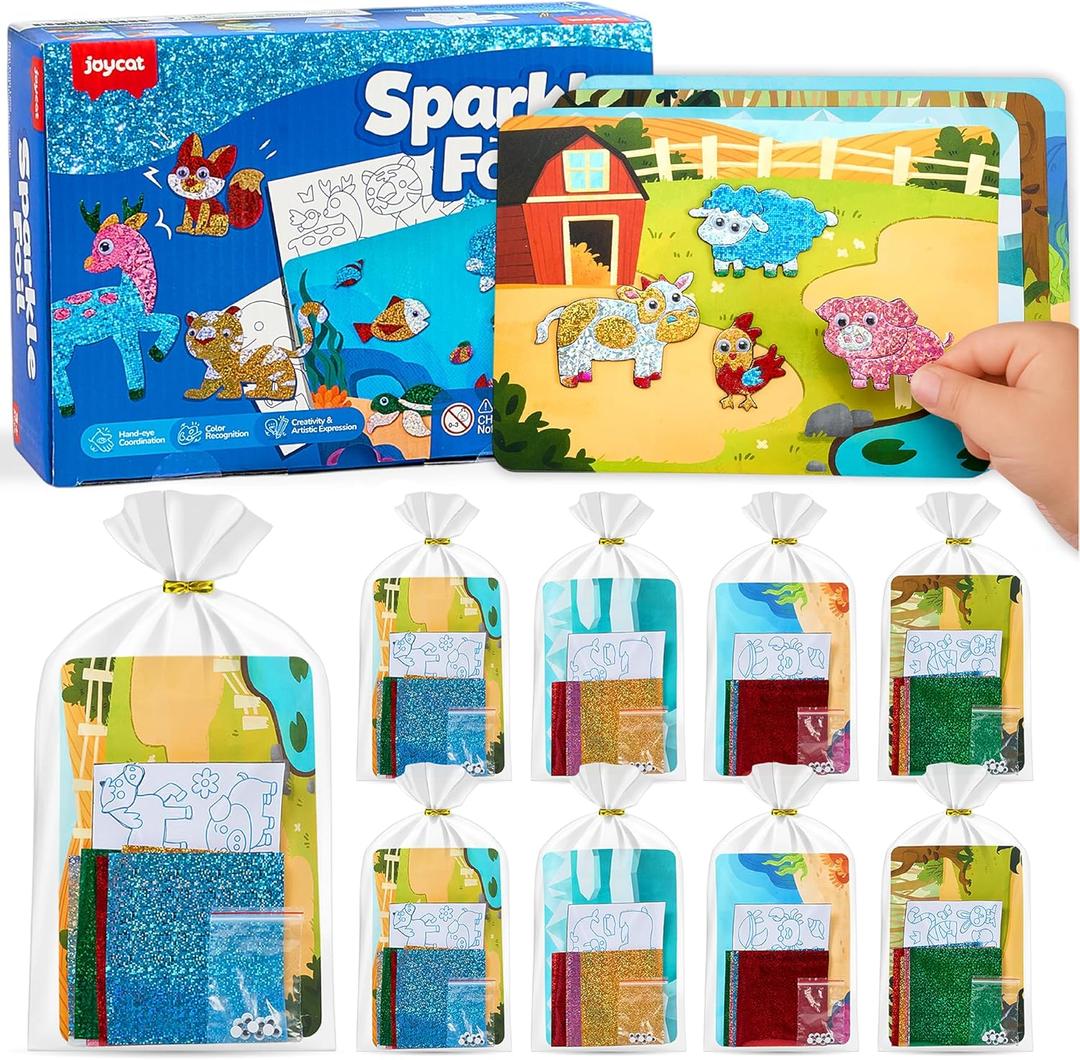 JoyCat 24 Pack Foil Craft Party Favors,No Mess Arts and Crafts for Kids,Goodie Bag Stuffers,DIY Creative Activity, Valentines Birthday Gift for Girls Boys 4 5 6 7 8 9 Years Old(Animal)