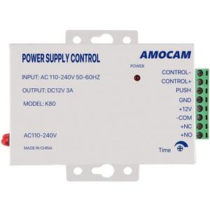 K80 Power Supply Control, AC 110-240V to DC 12V Power Supply for Door Access Control System, Video Doorbell, Electric Strike Lock, Bolt Lock, Magnetic Lock, Power Supply Controller