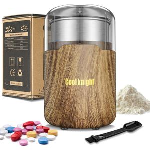 COOL KNIGHT Electric Pill Crusher, 150W Pill Grinder Suitable for Grinding and Crushing Various PillsSmall or Large Medicines and Vitamin Tablets to Fine Powder (Wood Grain)