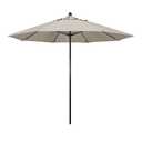 California Umbrella 9' Round 100% Fiberglass Frame Market Umbrella, Push Lift, Black Pole, Woven Granite Olefin
