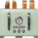 Retro 4-Slice Toaster - 6 Settings, Stainless Steel Body, Defrost/Cancel Button & Crumb Tray, Vintage Green (11x11x7 inch)