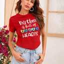 PECHAR Valentines Shirts Women Lover Heart Graphic Shirt Pullover Long Sleeve Tee Tops (Red, L)