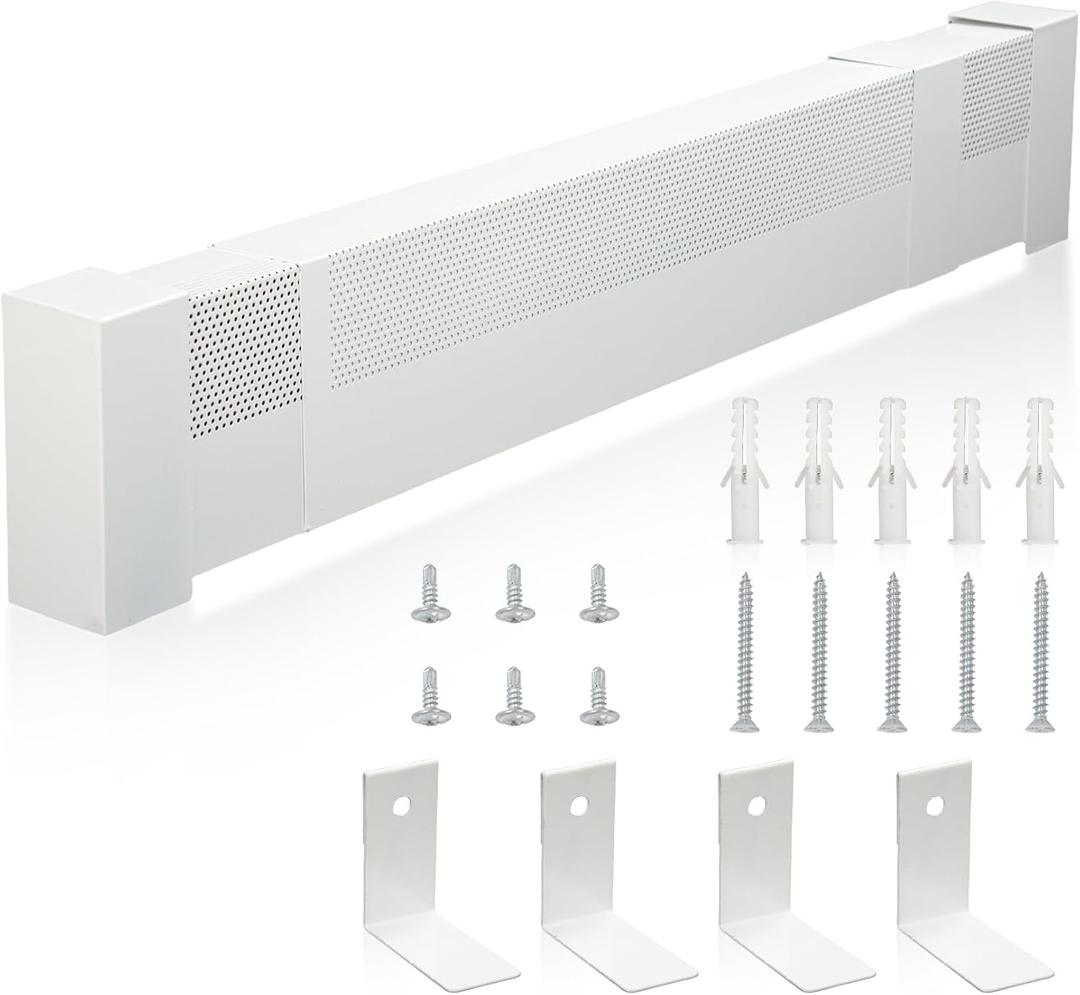 6 FT Baseboard Heater Cover for Baseboard Heating with Left and Right Endcaps, Baseboard Radiator Covers Adjustable Length from 3FT to 6FT for Replacing Baseboard Covers for Heaters