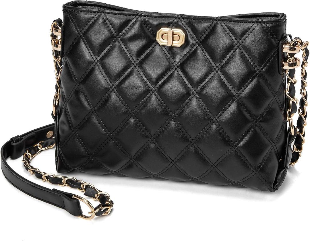 Small Crossbody Bags for Women Purses Fashion Leather Lightweight Handbags Shoulder Bag (Medium, M 1-02 Black)