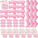 Chicingyou 48 Pcs Spa Sleepover Party Supplies 12 Bow Headband 12 Plush Sleep Eye Mask Covers 12 Pair Fuzzy Sock 12 Gift Bags for Sleeping Sleepover Slumber Bridesmaid Pajama Party Gift(Pink)