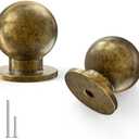 homdiy 10 Pack Cabinet Knobs 15/16 Inch Round Antique Brass Finish Aluminum Mushroom Knobs for Kitchen Bathroom Dresser Drawer, Single Hole