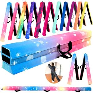 Marfula 6 FT / 8 FT / 9 FT Folding Gymnastics Beam Foam Balance Floor Beam | Extra Firm Foam Balance Beam with Suede Cover,Anti slip Bottom with Carry Bag,Fold Gymnastic Equipment For Kids Home Club Use