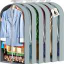 6 pcs 40" Garment Bags for Hanging Clothes, Clear Suit Bags for Closet Storage Clothing Storage, Garment Bags for Travel Covers with 4" Gussets for Coats, Jackets, Shirts and Sweater