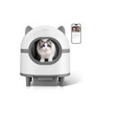 Amztoy Self Cleaning Cat Litter Box, White & Grey