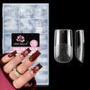 UNA GELLA Square Nail Tips 510Pcs 15 Sizes - No File Needed Pre-Buffed Medium Square Soft Gel Fake Nail Tips Clear Full Cover False Nails Soak Off Acrylic Nail Extensions for DIY Nail Art Salon