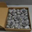 30PCS Silver Roses Artificial Flowers Fake Glitter Roses Silk Flower for DIY Crafts Wedding Bouquet Party Home Decor(Silver)